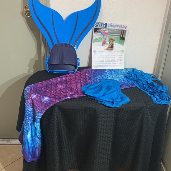 She Pretty Mermaid Tails with Mono Fin Sparkle Mermaid Swimsuit for Kid New - Picture 5 of 8